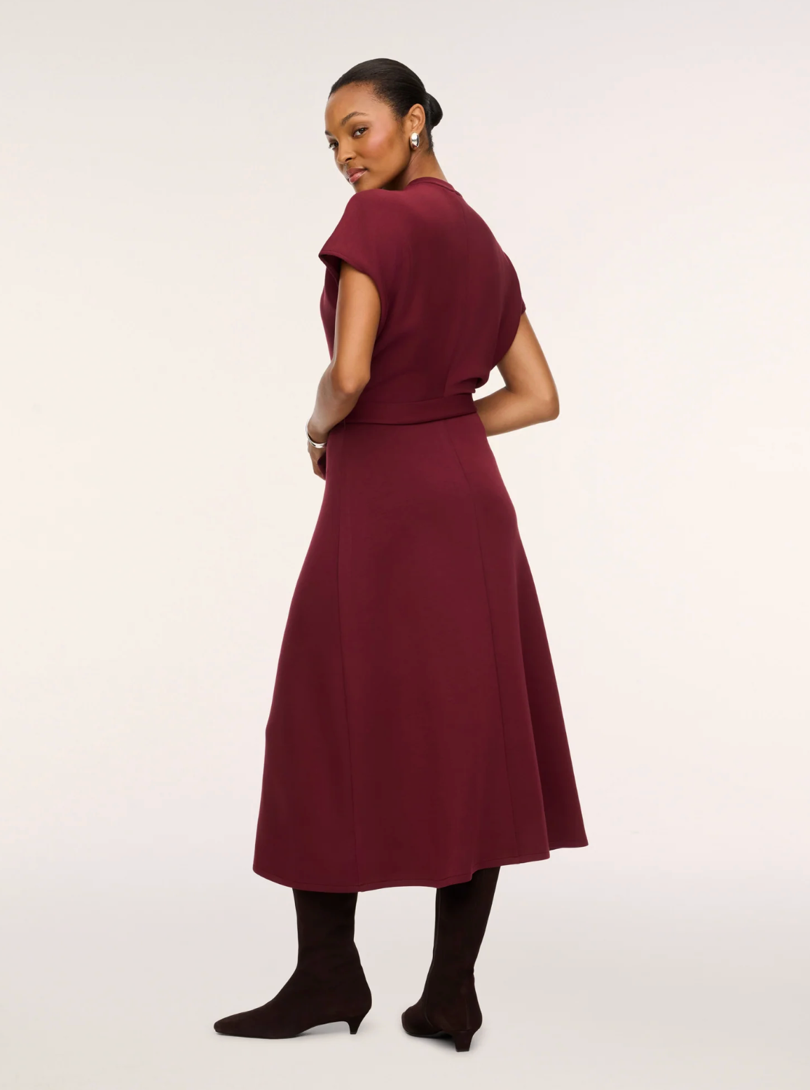 SPANX AirEssentials Draped Tie Waist Maxi Dress - Vino