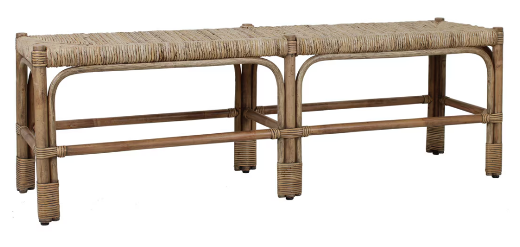 Baylin Rattan Bench With Woven Banana Leaf Seat PREORDER