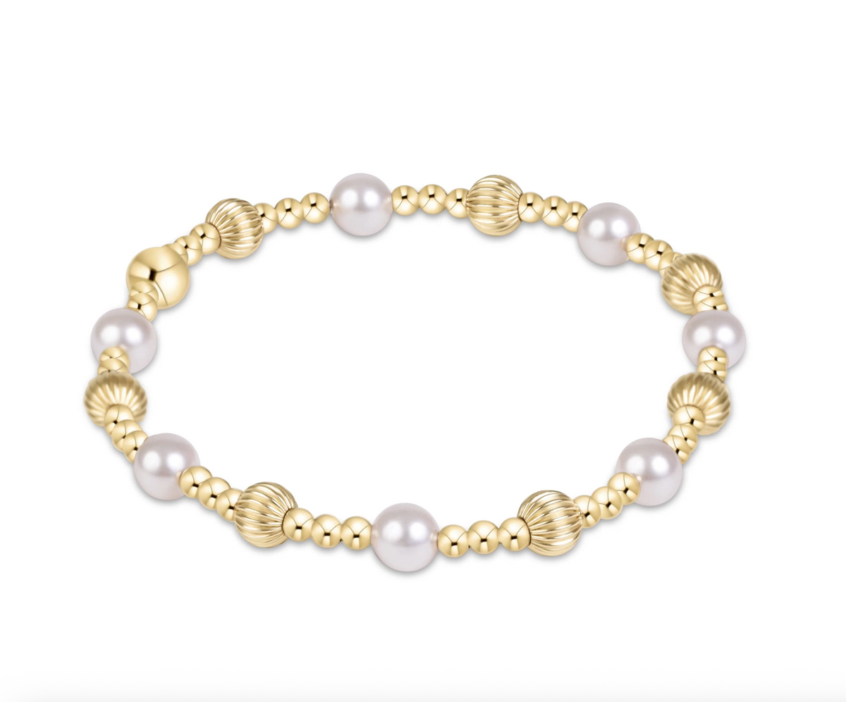 E Newton Dignity Sincerity Gold 5mm Bracelet - Pearl