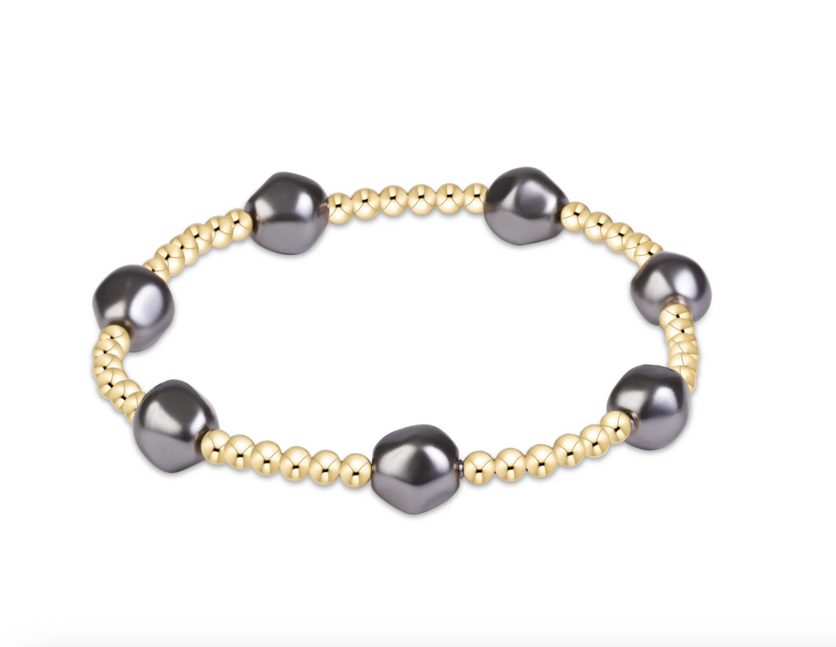 E Newton Admire Pearl Dark Grey 3mm Gold Bracelet