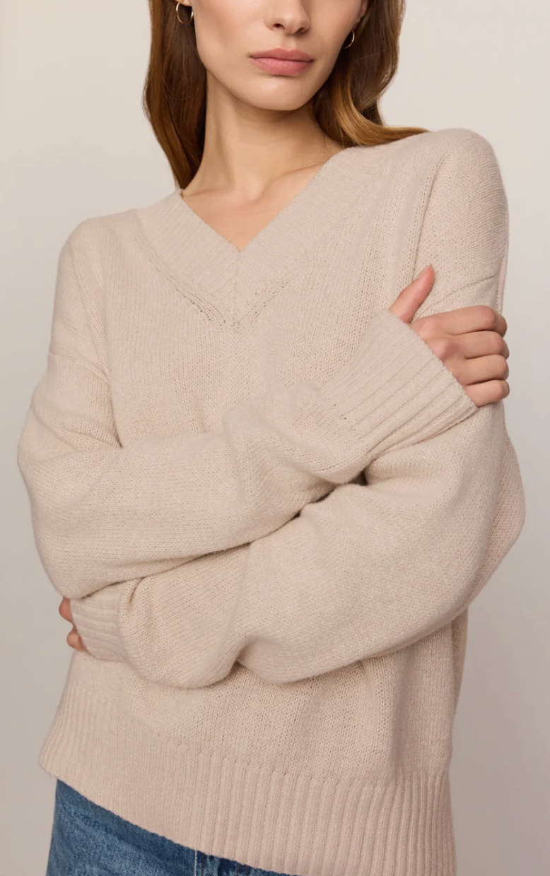 Z Supply Cloud Spun V-neck Sweater - Frosted Pearl