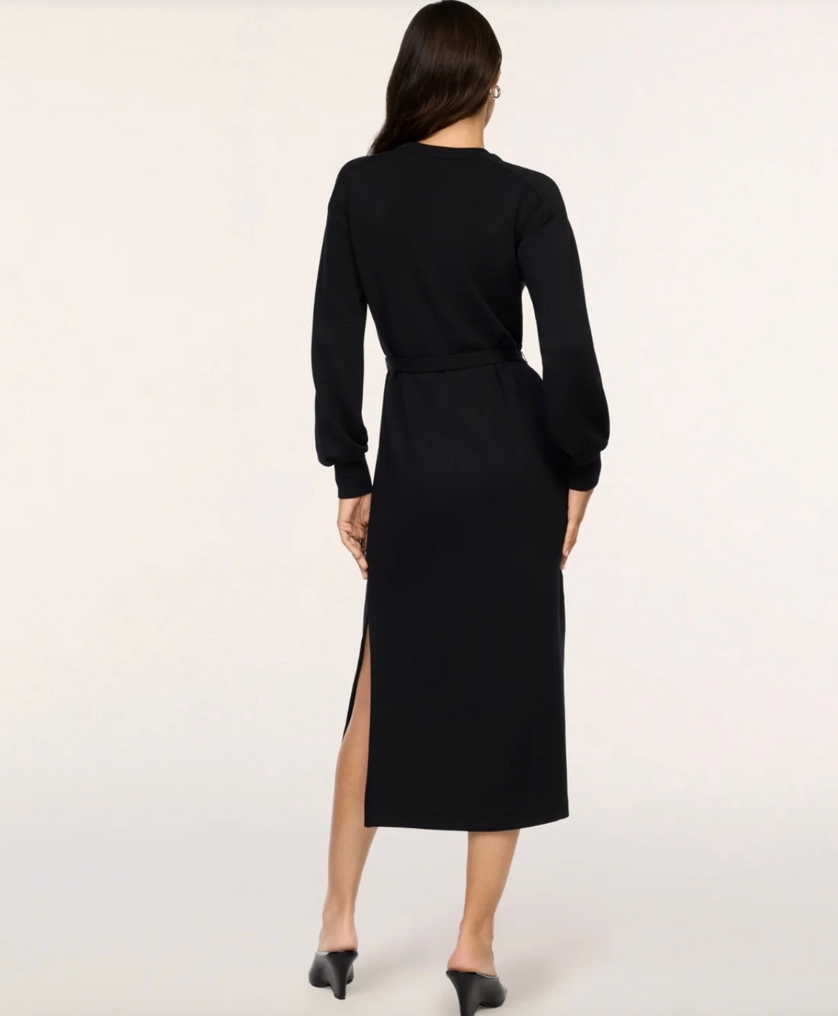 SPANX AirEssentials Tie Waist Long Sleeve Dress - Very Black