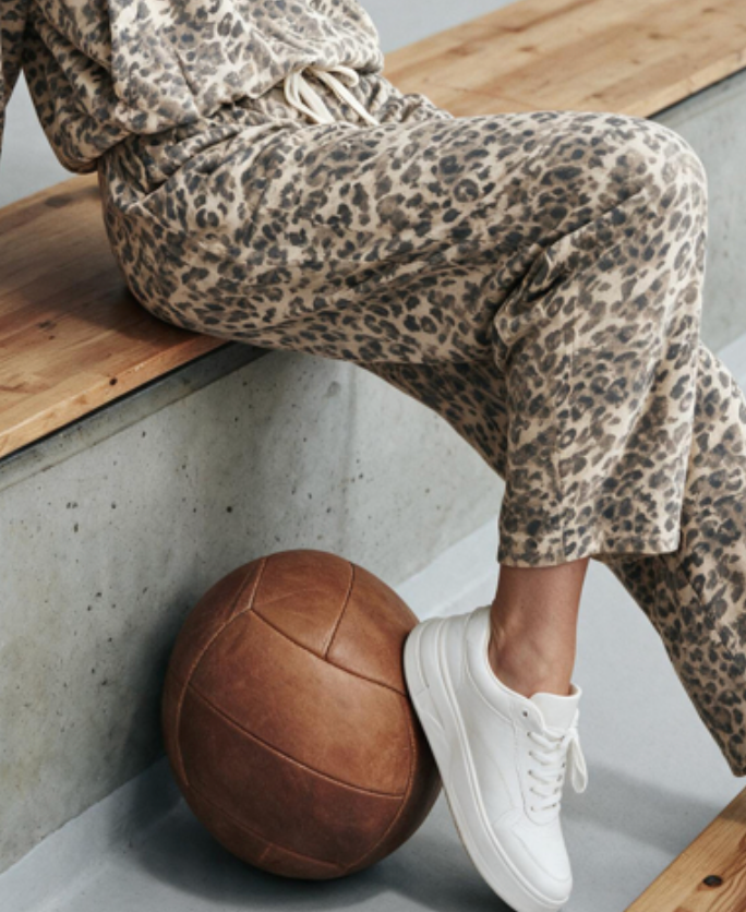 Zoey Barrel Leg Leopard Sweatpants