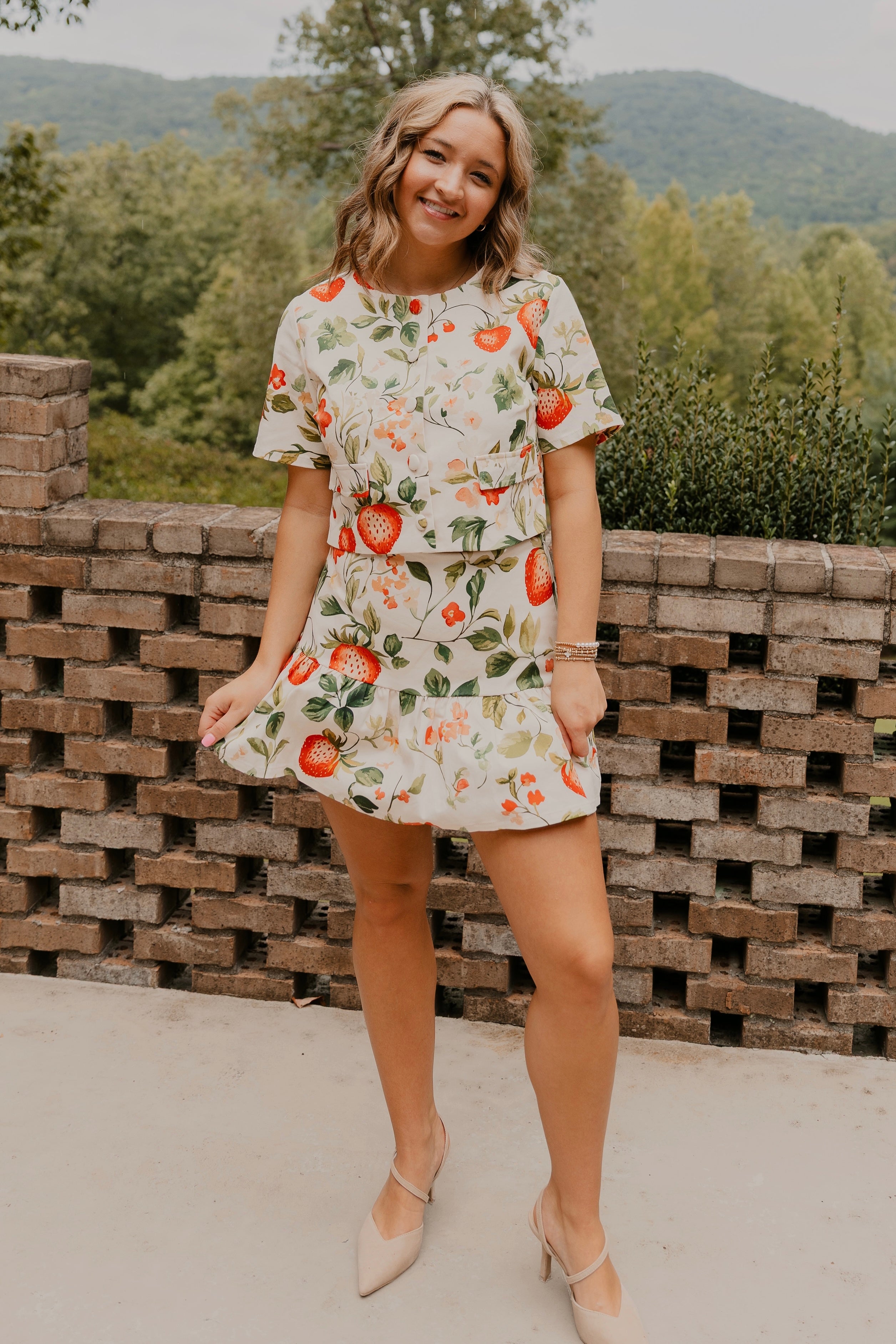 Strawberry Fields Button Up Crop Top