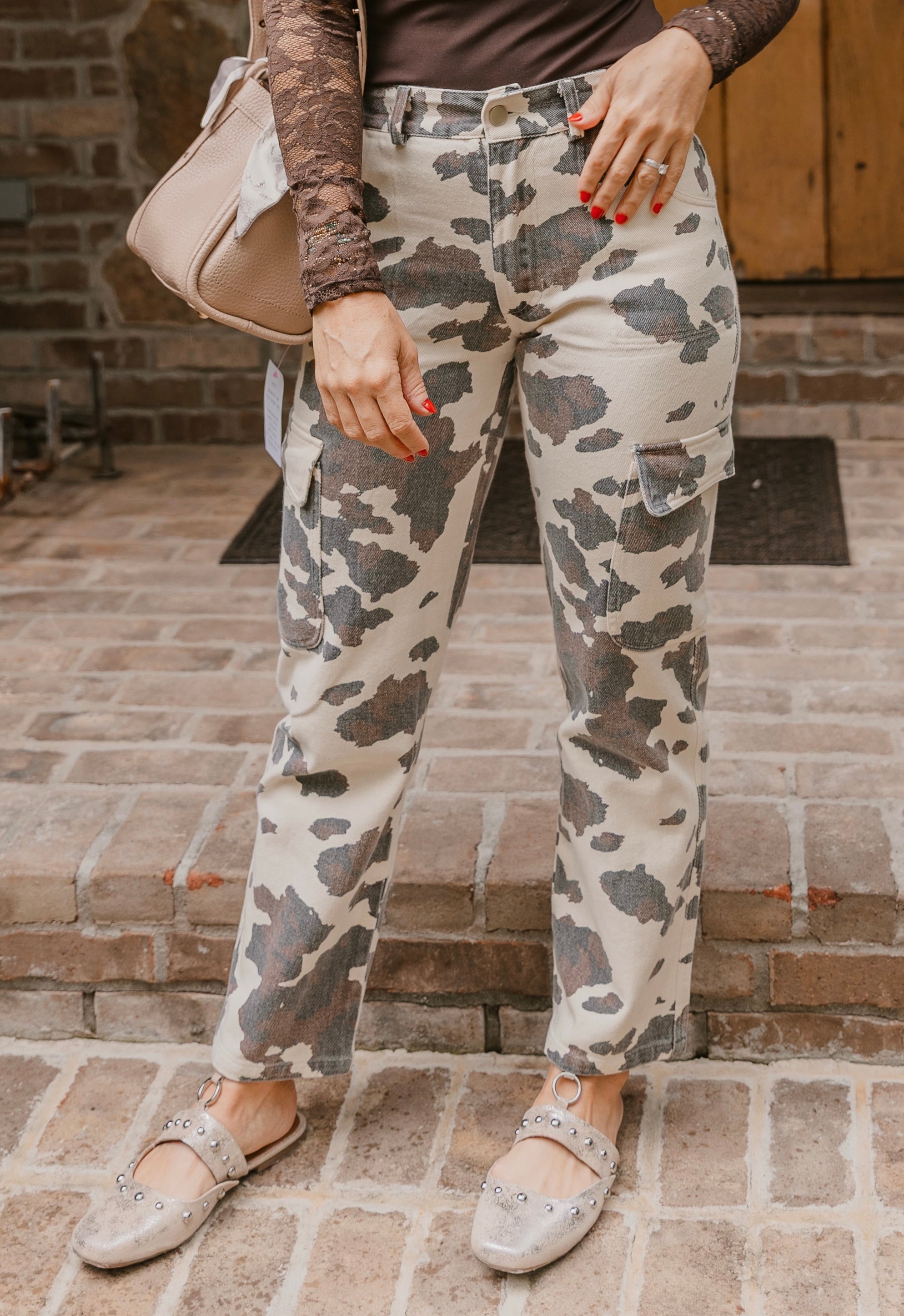 Harley Animal Print Straight Leg Cargo Pants