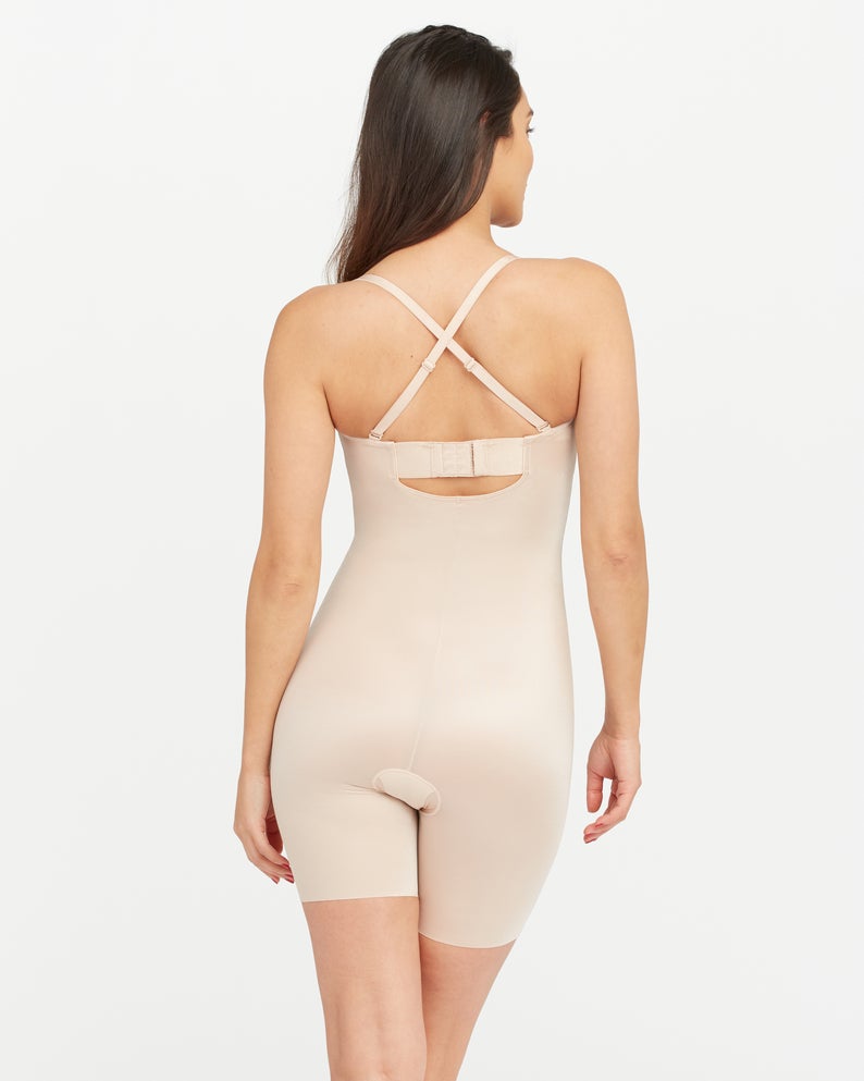 SPANX Suit Your Fancy Strapless Cupped Mid-Thigh Bodysuit