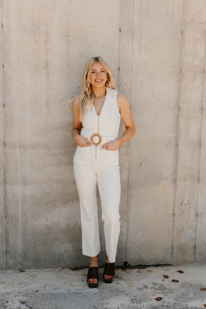 Show Me Your Mumu Jacksonville Cropped Jumpsuit - Pearly White - Final Sale 50% off