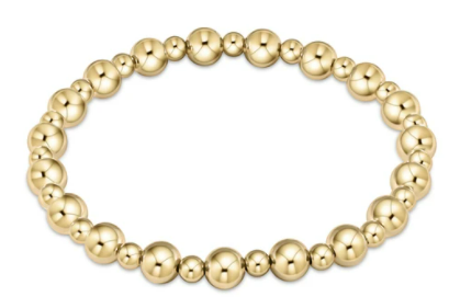 E Newton Classic Grateful Pattern Bead Bracelet - Gold