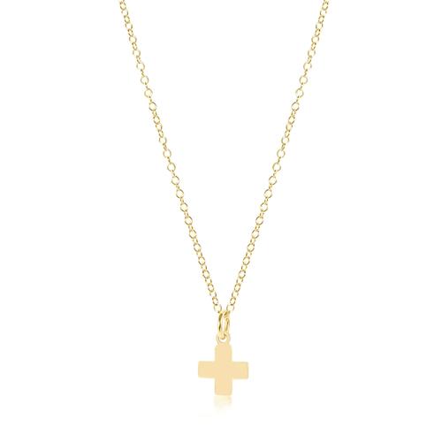 E Newton 16'' Necklace Gold - Signature Cross Gold Charm