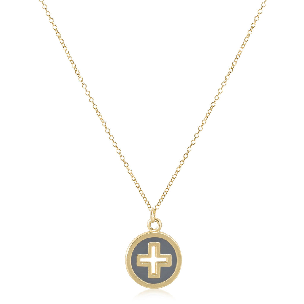 E Newton 16" Necklace Gold - Signature Cross Gold Disc