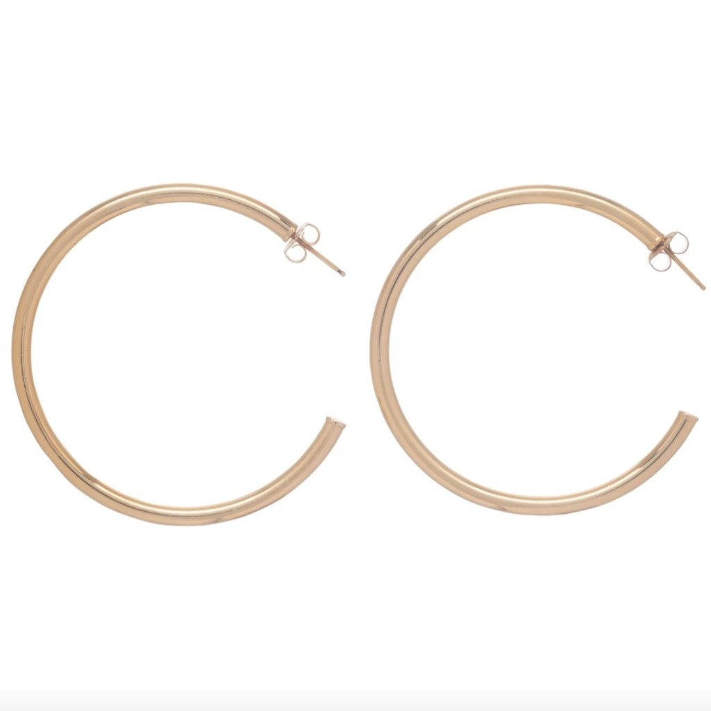 E Newton Round Gold Post Hoop - Smooth