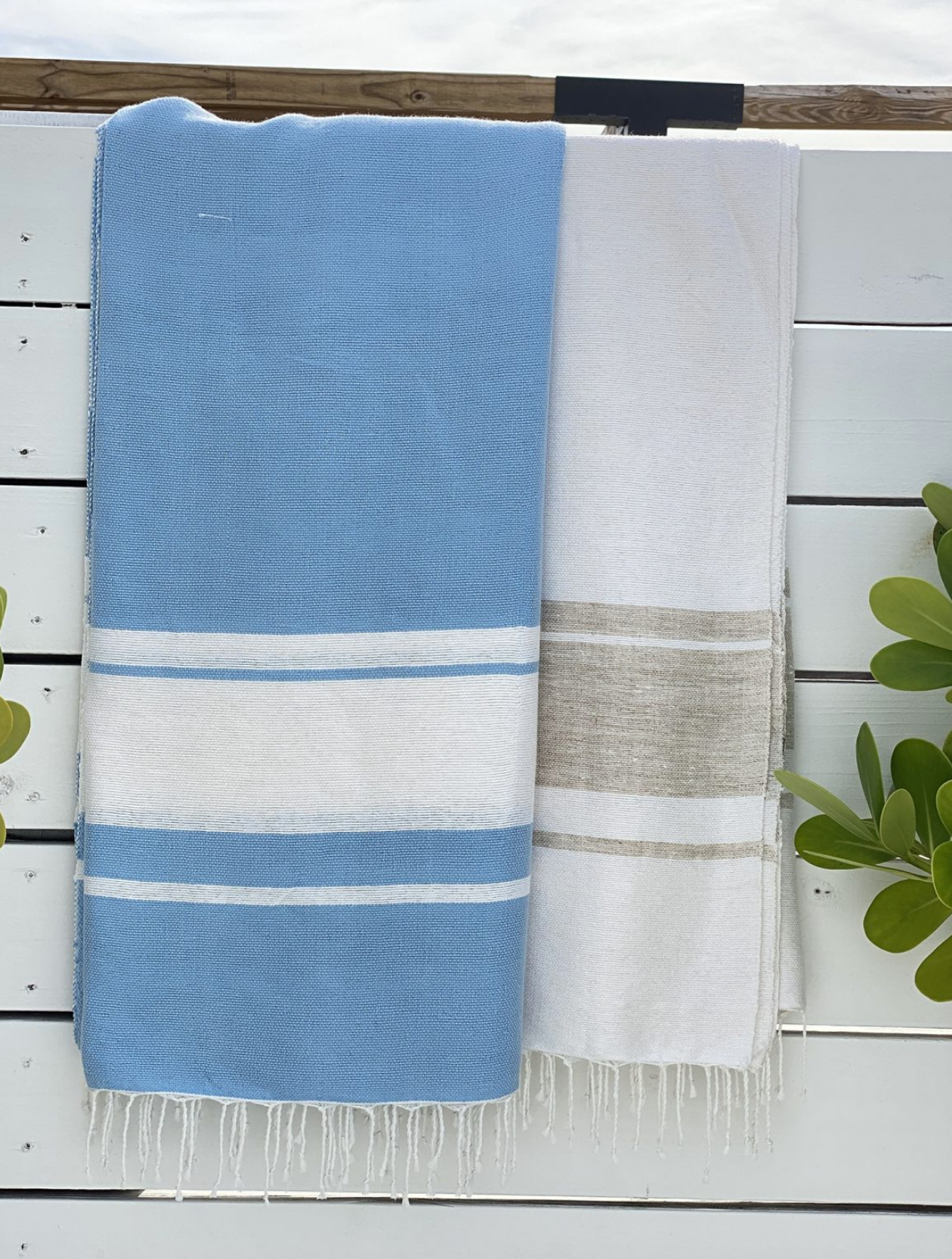Throw Bicolor Stripes Sidi Bou Said Bamboo and Cotton - Final Sale 30% off in cart