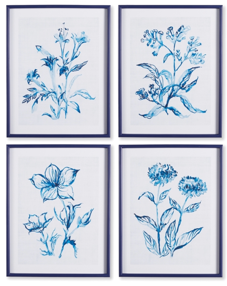 Indigo Watercolor Botanical Prints