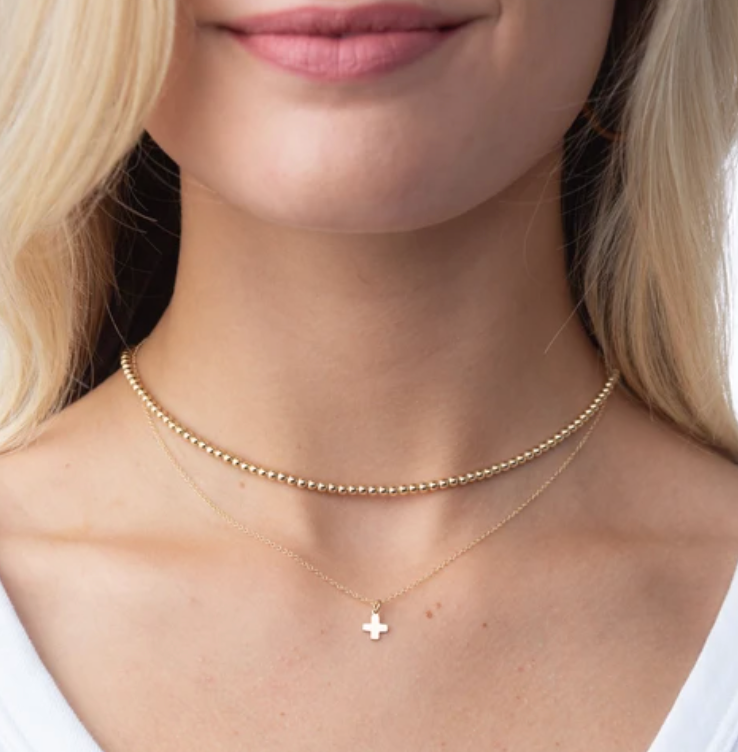 E Newton 16'' Necklace Gold - Signature Cross Gold Charm