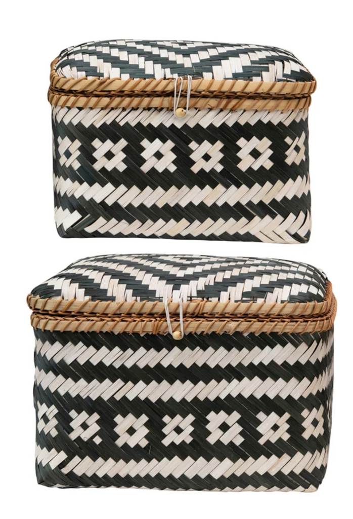 Hand-Woven Boxes with Lids and Closures