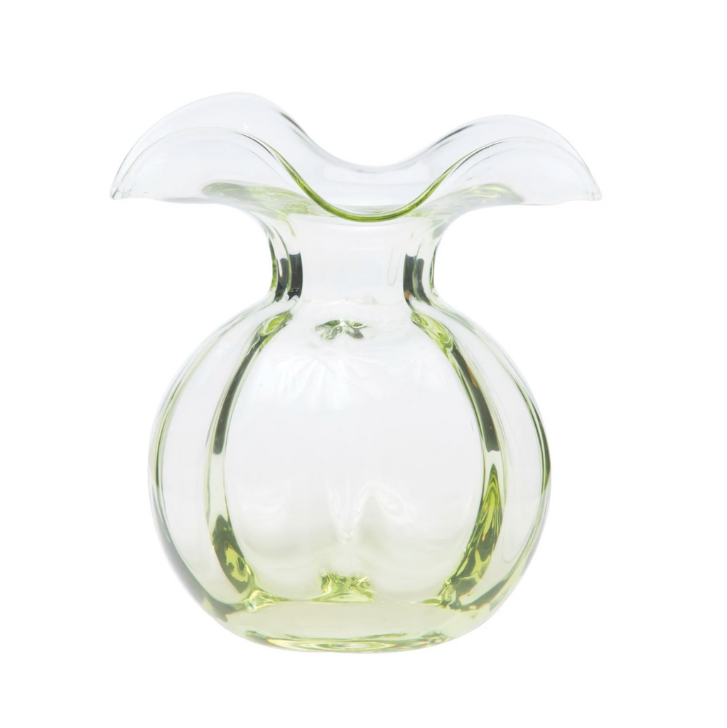 Hibiscus Glass Green Fluted Vase