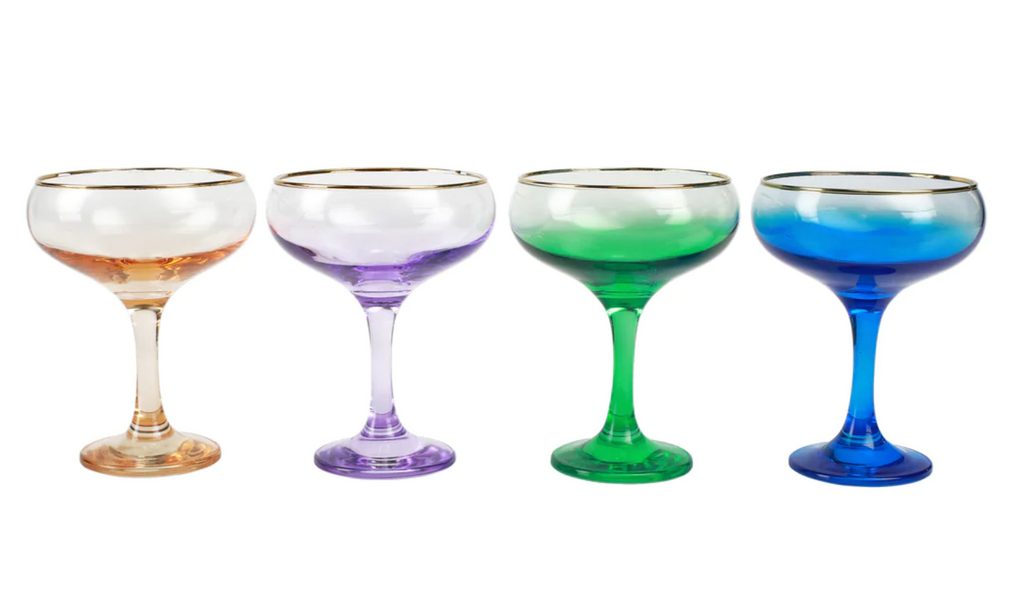 Rainbow Coupe Champagne Glasses - Set of 4