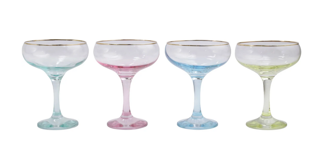 Rainbow Coupe Champagne Glasses - Set of 4