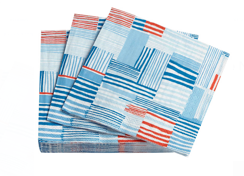 Block Stripe Blue Napkins - Final Sale 40% off in cart