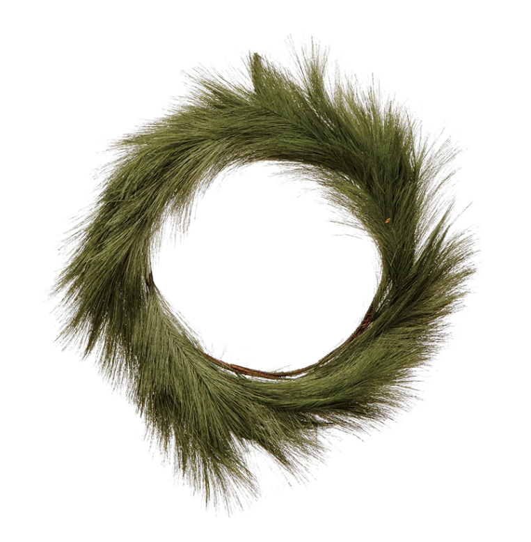 Round Faux Grass Plume Wreath