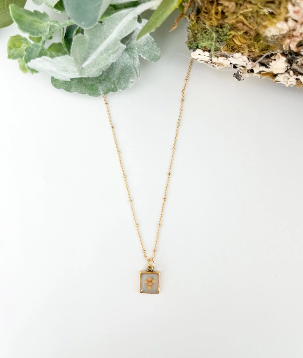 Square Mustard Seed Necklace
