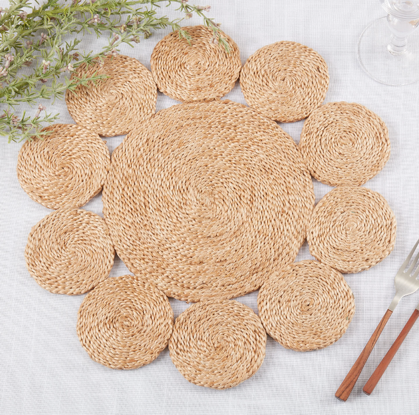 Round Jute Placemats - Set of 4