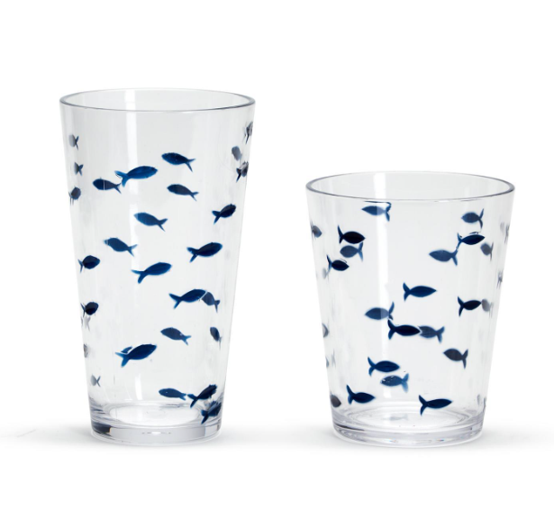 Blue Fish Acrylic Drinking Glasses - Set of 4
