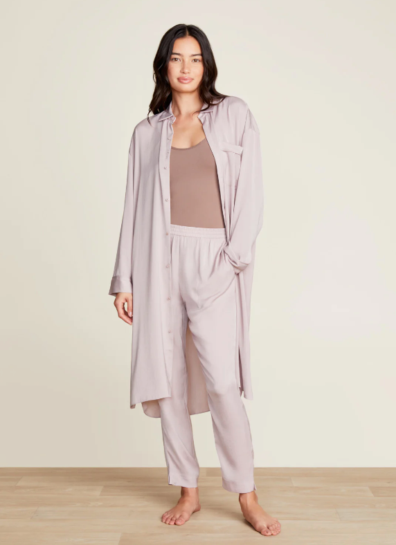 Barefoot Dreams Washed Satin Piped Nightshirt - Final Sale 30% off in cart