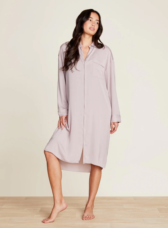 Barefoot Dreams Washed Satin Piped Nightshirt - Final Sale 30% off in cart