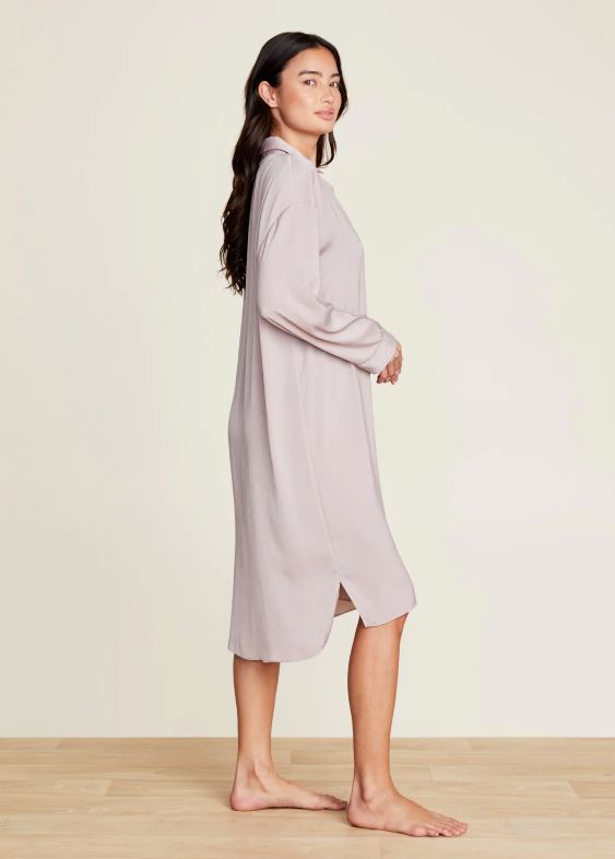 Barefoot Dreams Washed Satin Piped Nightshirt - Final Sale 30% off in cart