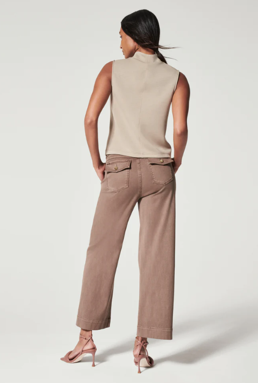 Stretch Twill Cropped Wide Leg Pant - Southern Accents Boutique