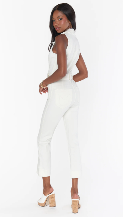 Show Me Your Mumu Jacksonville Cropped Jumpsuit - Pearly White - Final Sale 50% off