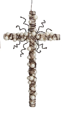 Beaded Wire Cross Ornament