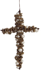 Beaded Wire Cross Ornament