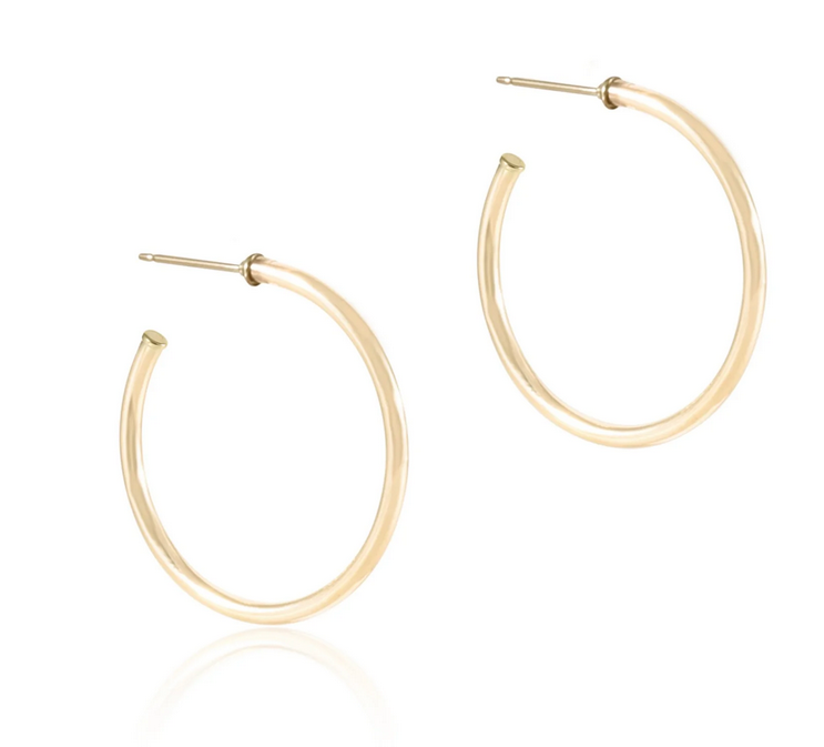 E Newton Round Gold Post Hoop - Smooth