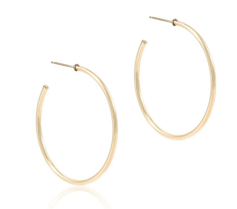 E Newton Round Gold Post Hoop - Smooth