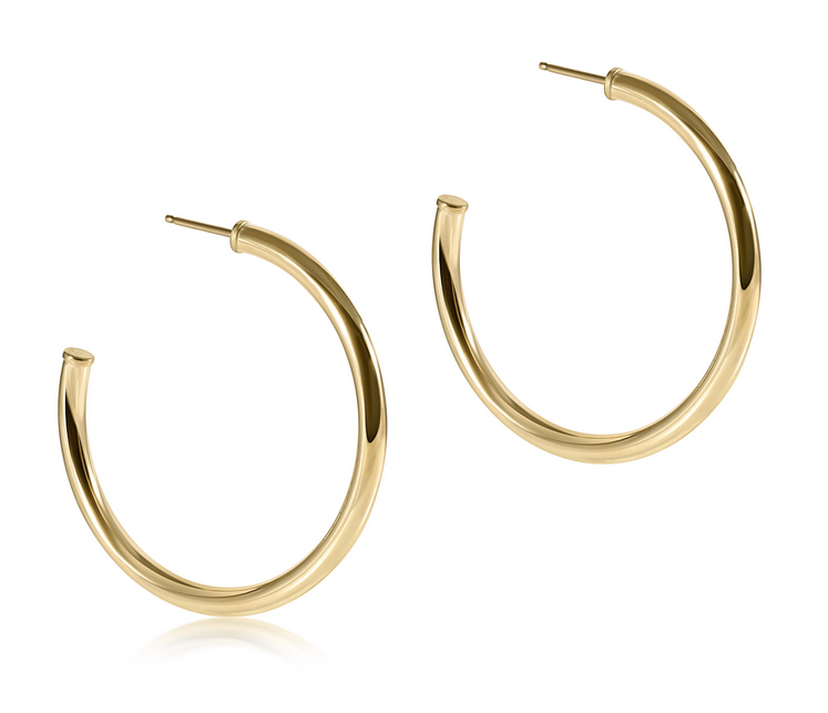E Newton Round Gold Post Hoop - Smooth