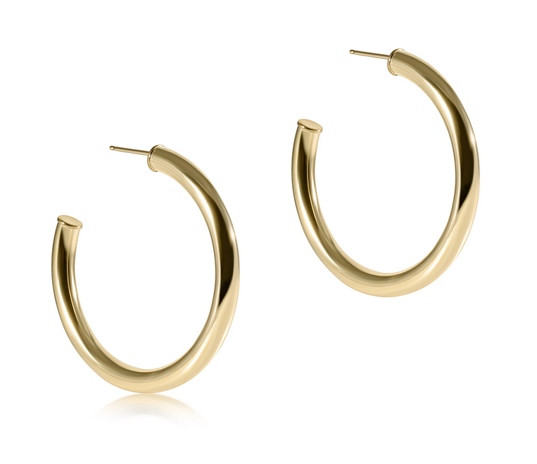 E Newton Round Gold Post Hoop - Smooth