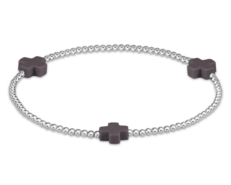 E Newton Signature Cross 2mm Bead Bracelet - Sterling