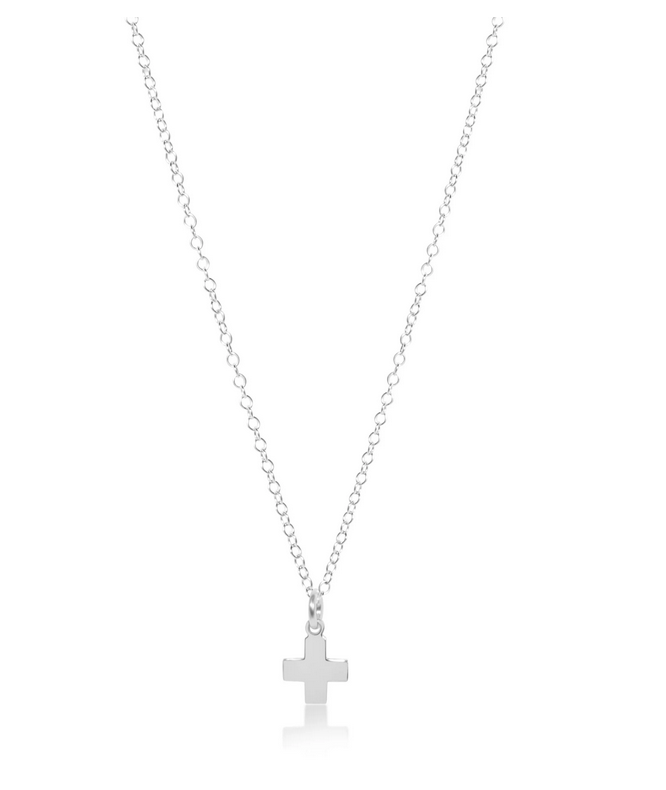 E Newton 16'' Necklace Sterling - Signature Cross Sterling Charm