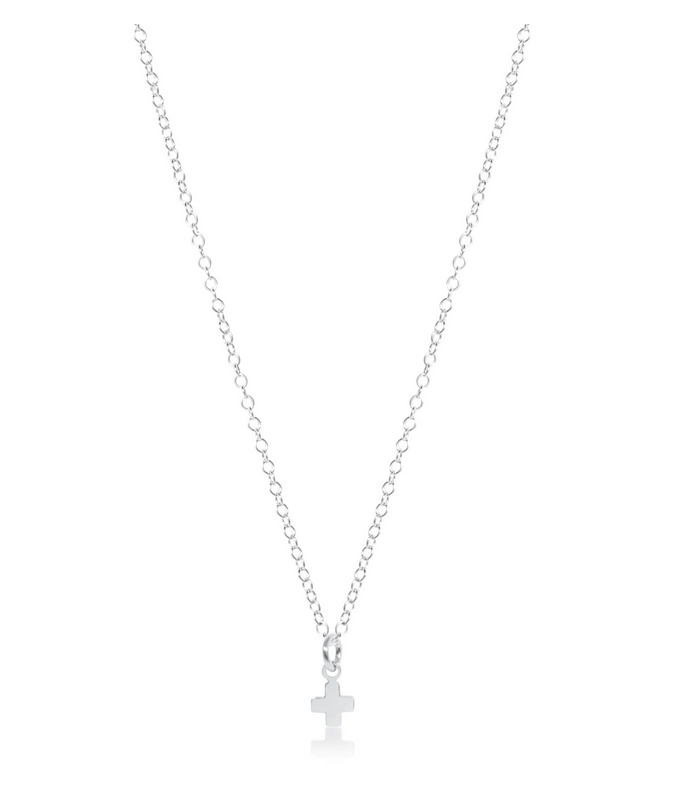 E Newton 16'' Necklace Sterling - Signature Cross Sterling Charm