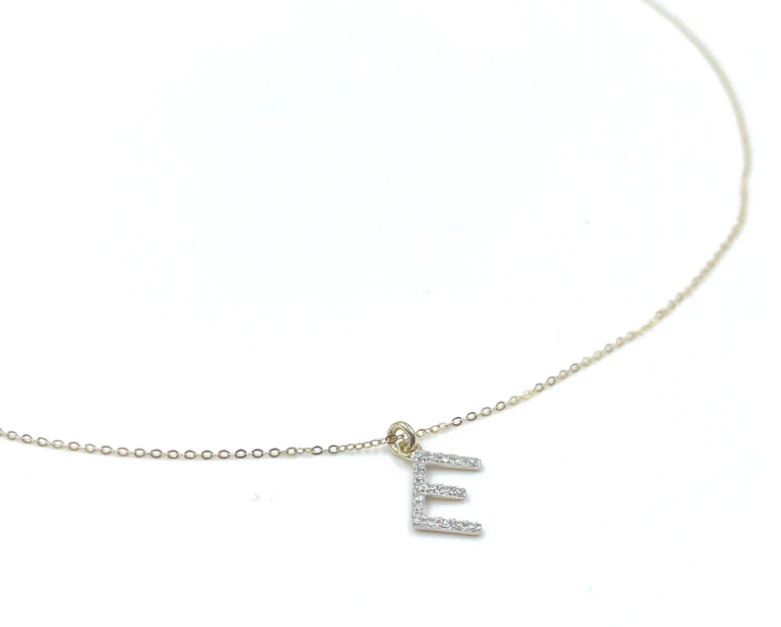 14k Gold and Diamond Initial Necklace