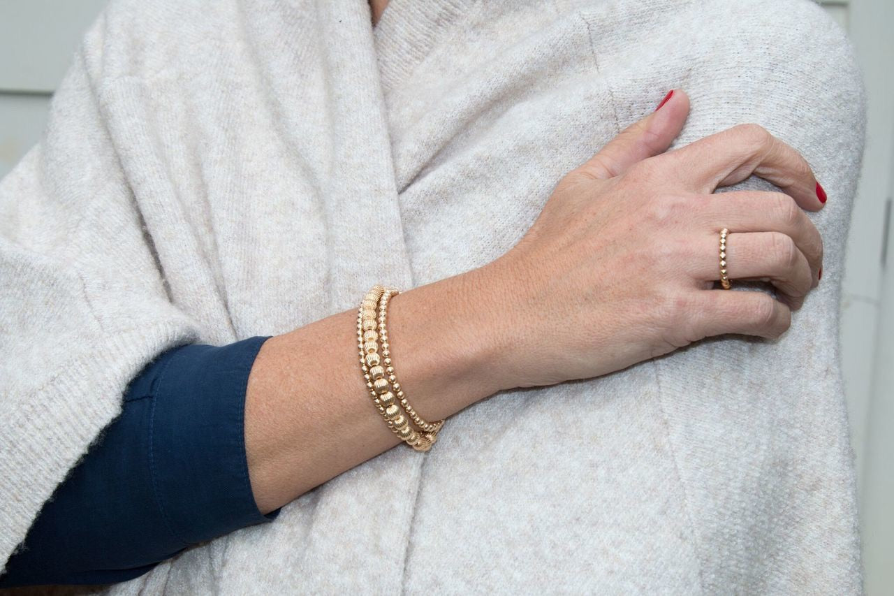 E Newton Classic Gold Bead Ring