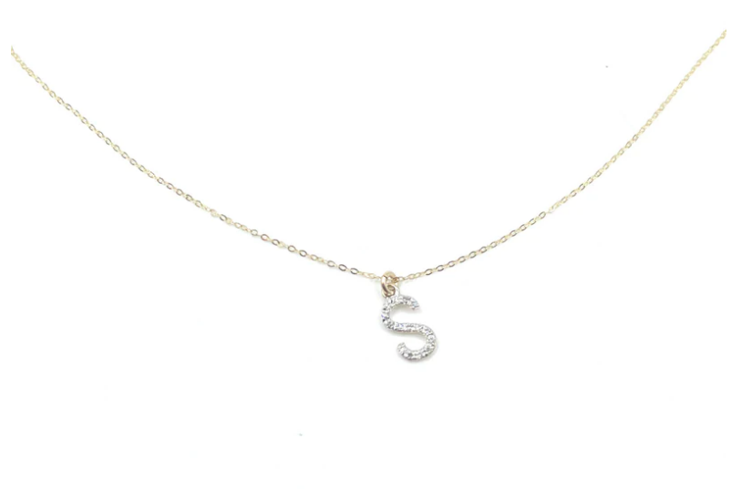 14k Gold and Diamond Initial Necklace