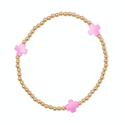 Signature Cross 3mm Gold Bracelet - Pink main image 1